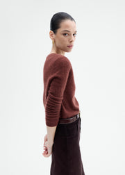 Long Sleeve Crew Sweater in Cashmere Silk - Brick - CO Collections
